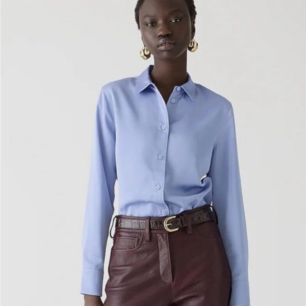 Jcrew slim-fit drapey shirt in luster crepe NWOT